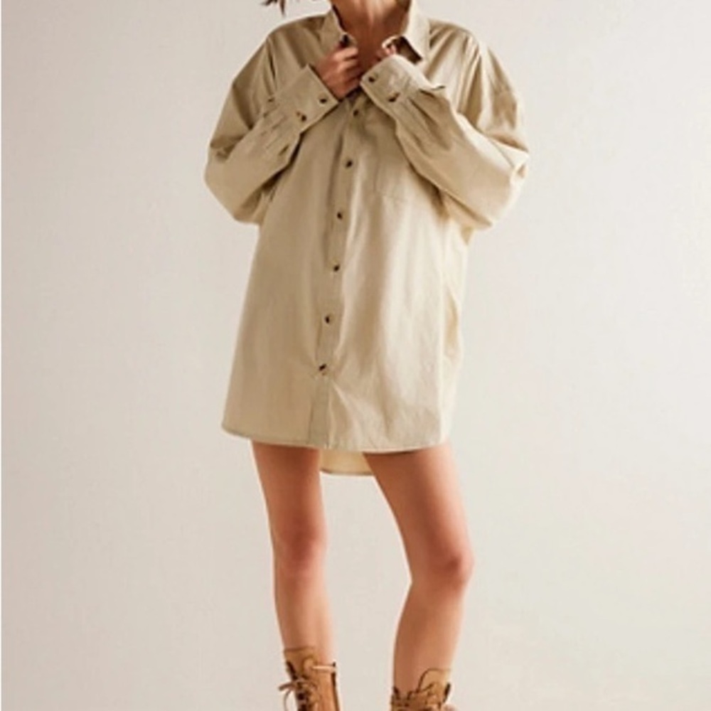 NEW We The Free Beige Button Down Shirt
